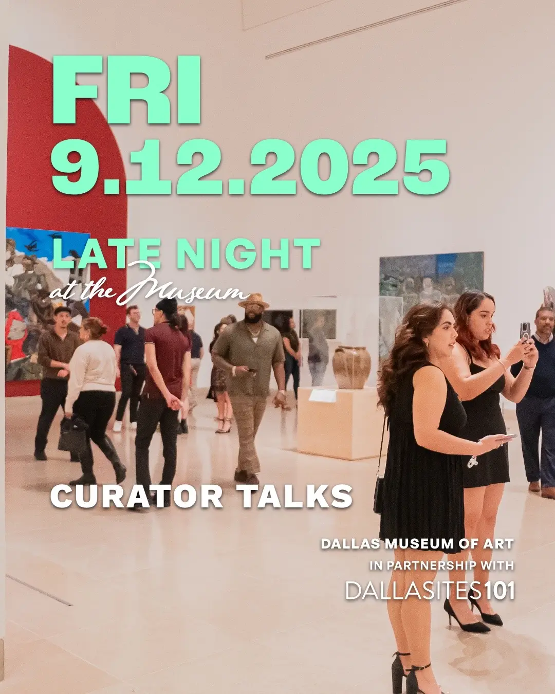 So excited! Meet Me at the Museum is back at the Dallas Museum of Art @dallasmuseumofart in partnership with @dallasites101, the DMA is bringing those late-night vibes we all love: live music, cocktails, curator talks, interactive art-making, and after-hours gallery access.  The perfect plan for art, música y una noche diferente en #DallasTX. 12 de septiembre. 09/12/2025. 7pm. @Visit Dallas | Dallas Guide  La primera temporada fue increíble, y este año promete aún más arte, más música y llevar a los amigos. ¡Y lo mejor de todo! Es GRATIS para miembros.  📍Dallas Museum of Art, 1717 N Harwood St, Dallas, TX 75201. 🅿️ Parking: El estacionamiento subterráneo está disponible por $20. Los miembros estacionan gratis durante el horario del museo con su tarjeta de membresía. 🎟️ Tickets: $26 USD, members free.  See you there! Performances by Rebelle Flor, DJ Wild Wata and DJ Boyblk. Dallas Museum of Art - Meet Me at the Museum #MeetMeAtTheMuseum #DMA #TravelBlogger #DallasInfluencer