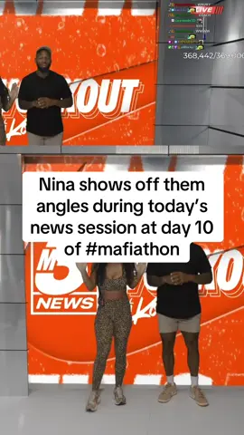 Nina shows off them angles during today’s news session at day 10 of #mafiathon before @Kai Cenat shows off his Fortnite skin#fyp 