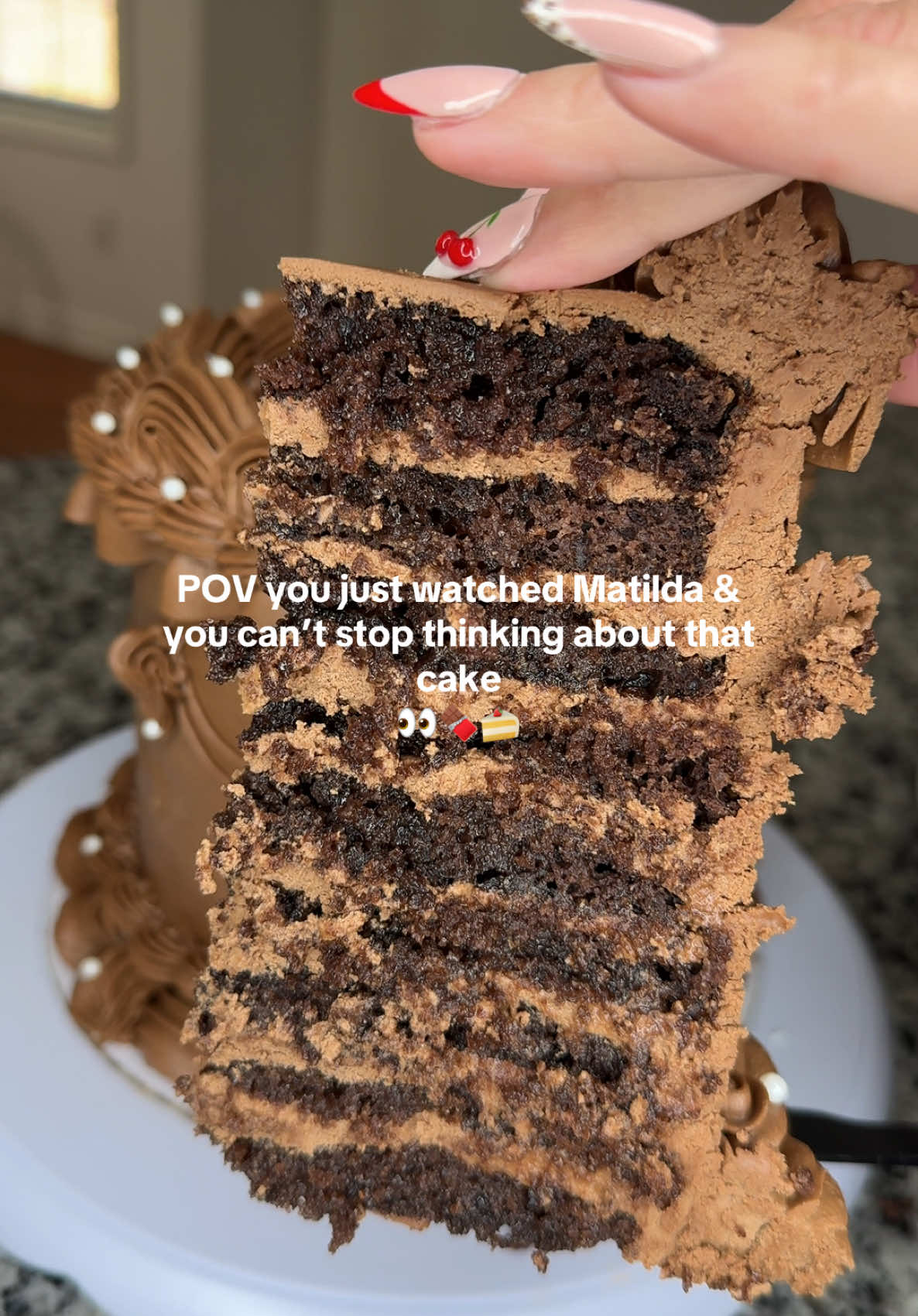 Yk the cake I’m talking about 👀 #caledecorating #baking #bakery #cakes #pipingbuttercream #cakedecorator #homebaker #MomsofTikTok #wivesoftiktok #bakersoftiktok #chocolatecake #chocolate #craving #matildacake #matilda 