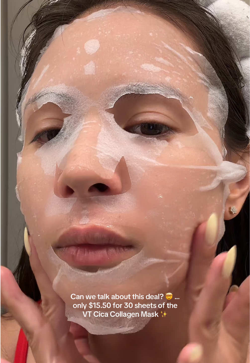 30 masks for only $15.50 ✨ your daily glow just got affordable 💖 infused with Cica + Collagen for calm, plump & hydrated skin 🌿 #GlassSkin #vtcosmetics #facemask #collagenmask #kbeauty 