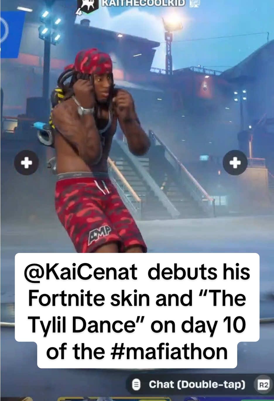 @KaiCenat  debuts his Fortnite skin and “The Tylil Dance” on day 10 of the #mafiathon #fyp #kai 