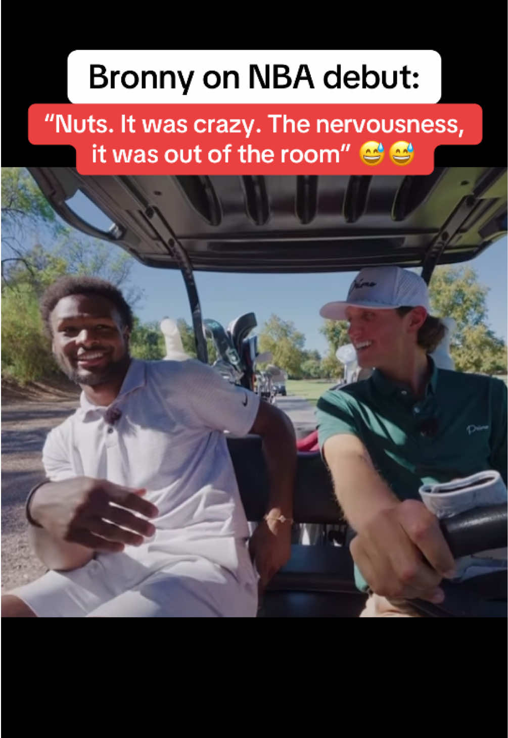 Bronny on what it was like to play with LeBron for the first time. 🍿 (@Grant Horvat Golf) #bronnyjames #lebronjames #lakers #NBA #granthorvat 