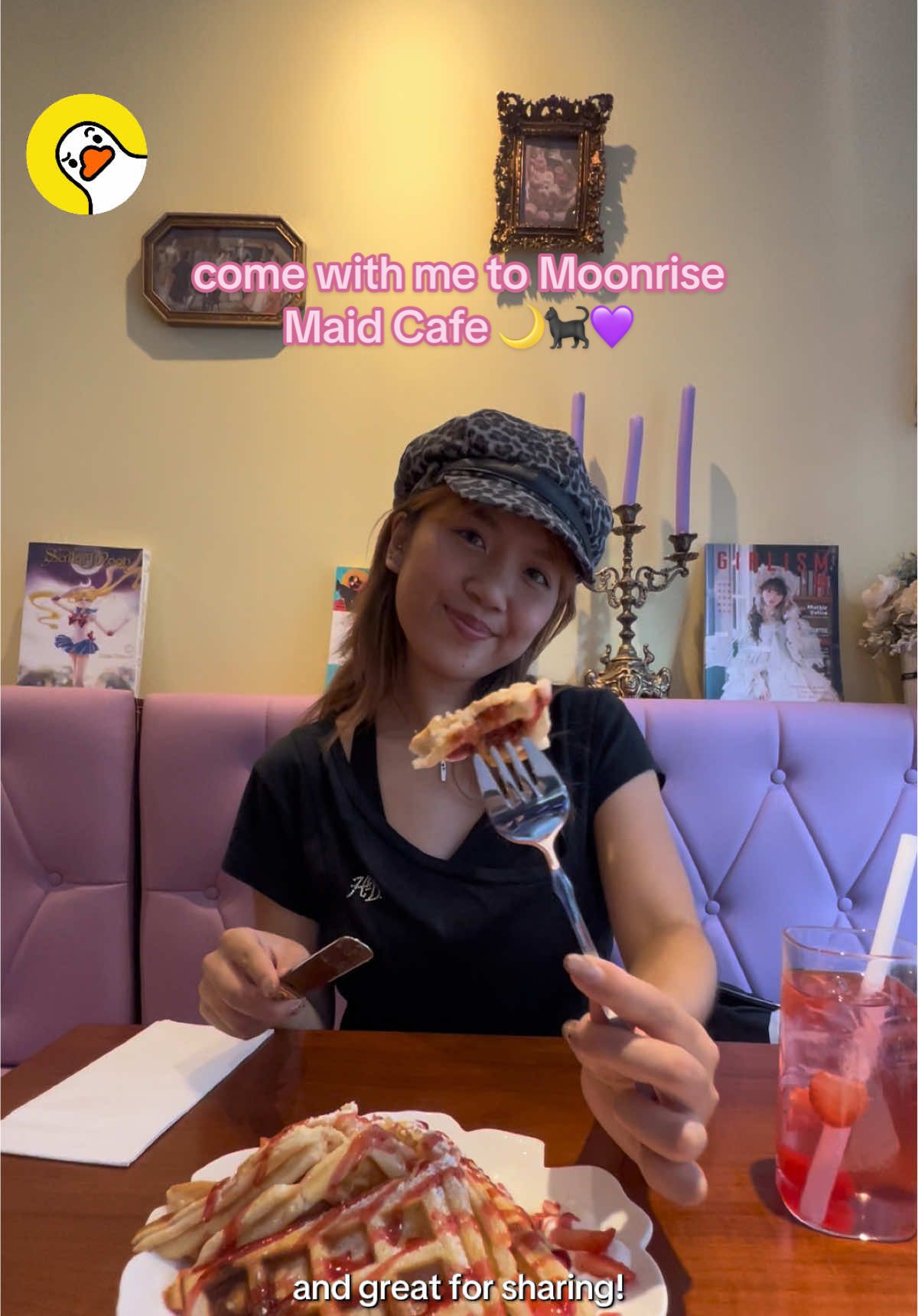 living my kawaii girl dreams 𓆩⚝𓆪 @Moonrise Maid Cafe ty for invite we loved it 💜 download @buymeego for up to 25% off 🤩 no excuse to not go! #londonfoodbuymeego #japaneseculture #londoncafe #animecafe #maidcafe 