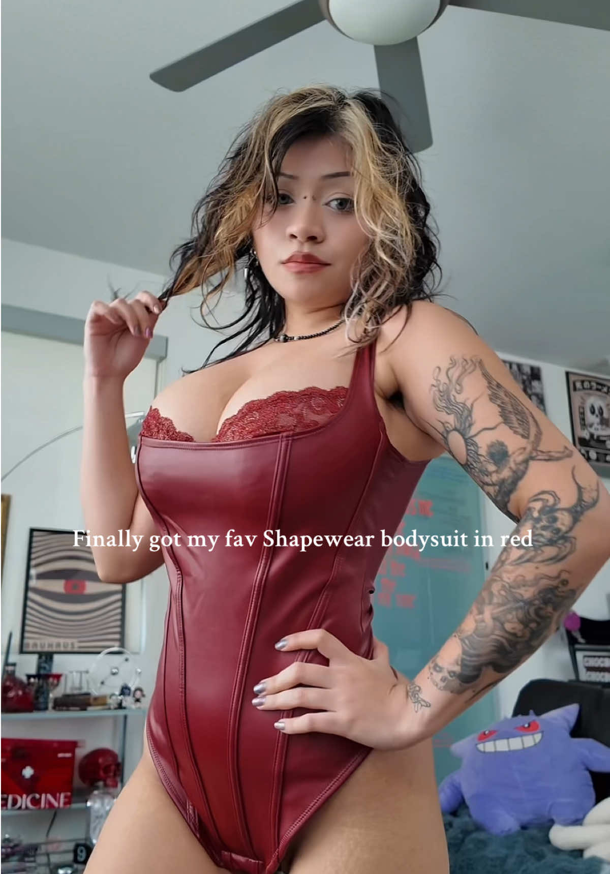 Faux stretchy Shapewear bodysuit with built in bra? I swear this bodysuit is the final boss of all Shapewear. . . . #popilush #shapewear #goth #grunge #tiktokshopcreatorpicks 
