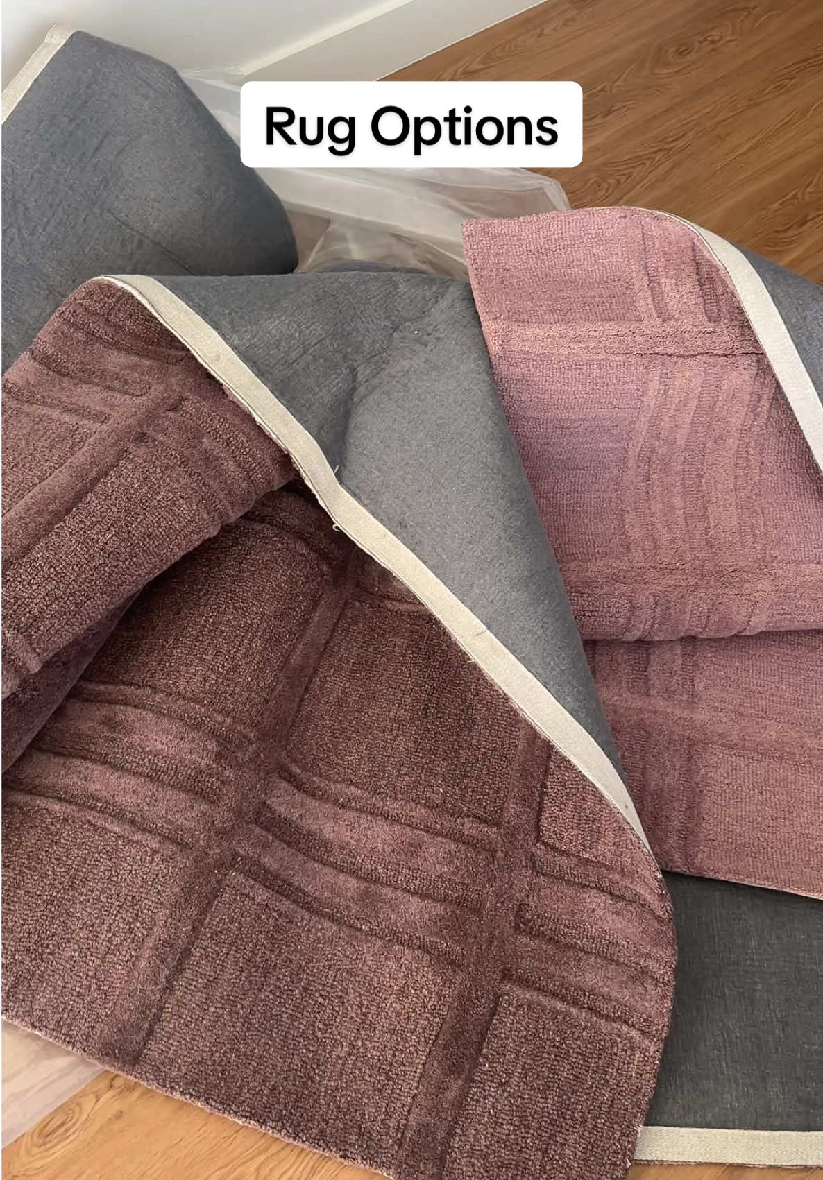 Would love to see chic shades of purple in home decor 🤍 Our room is limewashed in a warm tone so I’m adding depth with a cool toned rug. I’m leaning toward the darker option which feels like deep purple eggplant plum brown vibes. #homedecor #plumrug #purplerug #bedroomrug