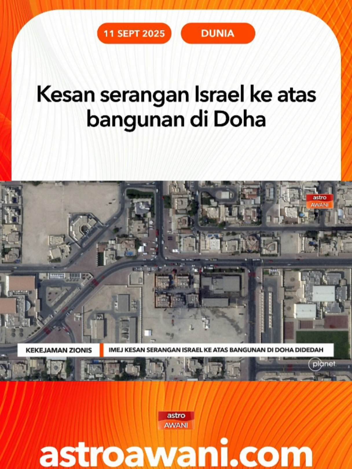 Foto satelit mendedahkan kesan serangan ke atas sebuah bangunan digunakan Hamas yang disasarkan oleh Israel. #AWANInews