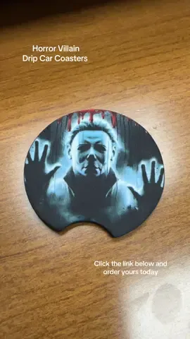 🚗☠️ Turn your ride into a horror show (in the best way). These Horror Villain Drip Car Coasters keep your cup holders spooky and clean. Perfect for horror fans who like their car as scary as their movie nights. #horrortok #cartok #spookyseason #musthave 