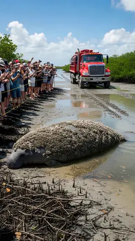 Specialized Rescue Team Helps Stranded Manatee Get A Second Chance At Life! #rescue #animals #wildlife