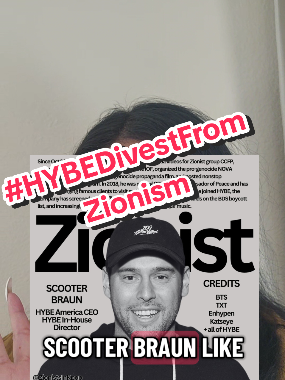 Replying to @melanatedarmy Zioni$t$ & Zioni$m have been welcomed into HYBE. This is exactly why we push #HYBEDivestFromZionism ‼️ HYBE has now become a tool to ARTWASH G€N0CIDE. If you can't see that by now, you're either a g€nocide-apologist or not paying attention... #HYBE #HYBEBigHit #ScooterBraum #BTS 
