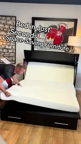 Space-Saving Cabinet Bed 🛏️ | From Cabinet to Full Bed in Seconds #smartfurniture #spacesaver #furnituredesign #modernliving #foryoupage 