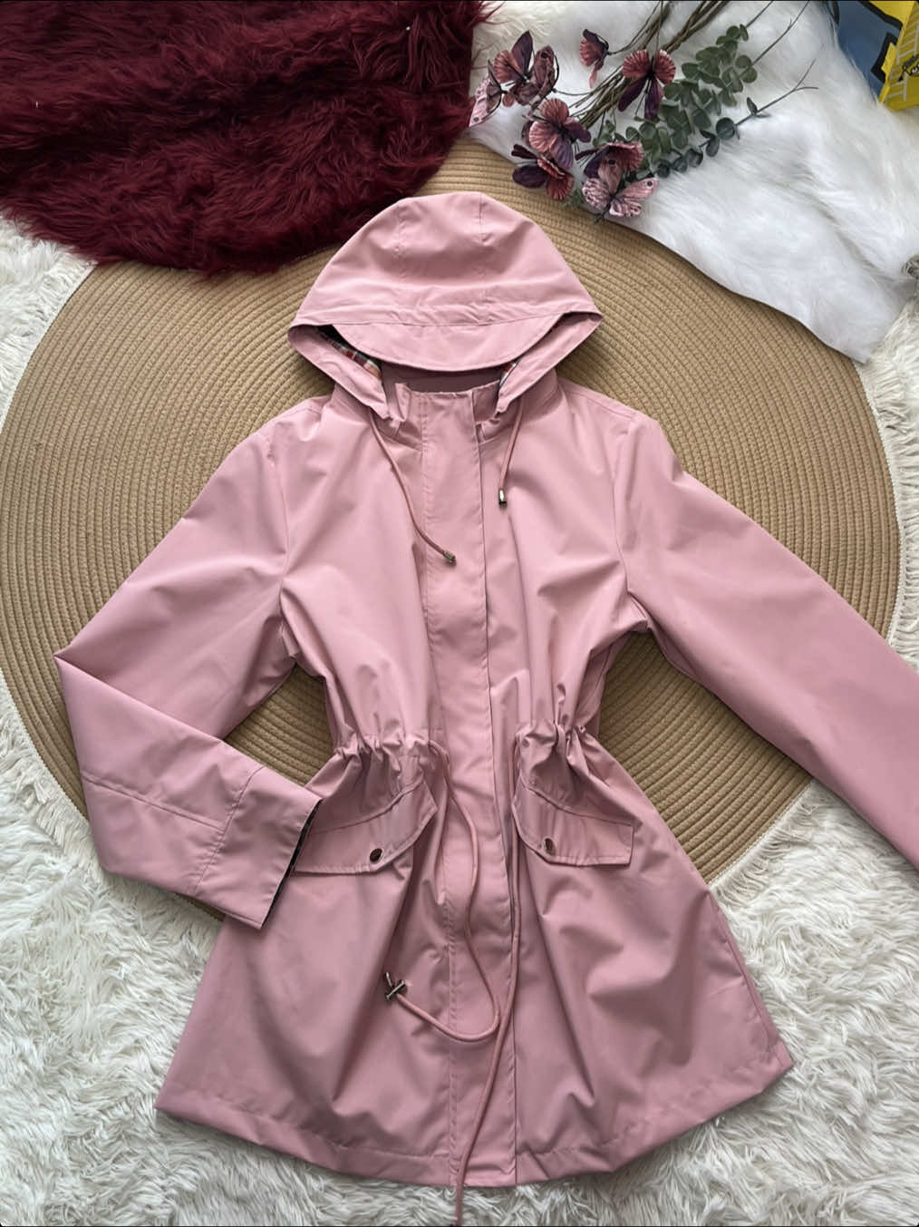 Zip Up Hooded Trench Coat🩷#jacke #hooded #zipup #womensfashion #trendnew 
