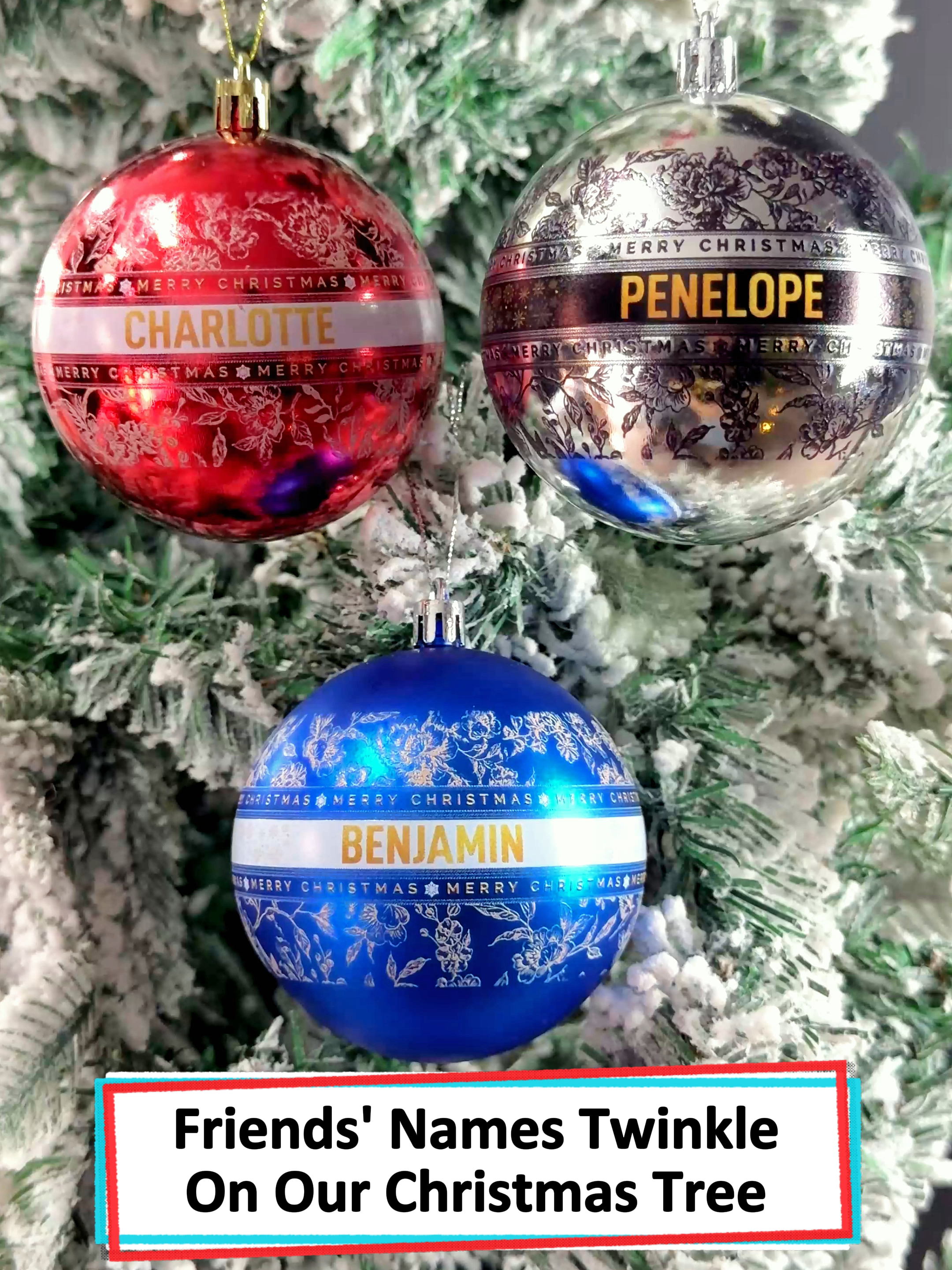 Your name on the tree, a symbol of belonging. This custom ball ornament is a sweet way to make the holidays personal. A beautiful gift for anyone ❤️ #wanderprints #personalized #gifts #christmas #selfgift
