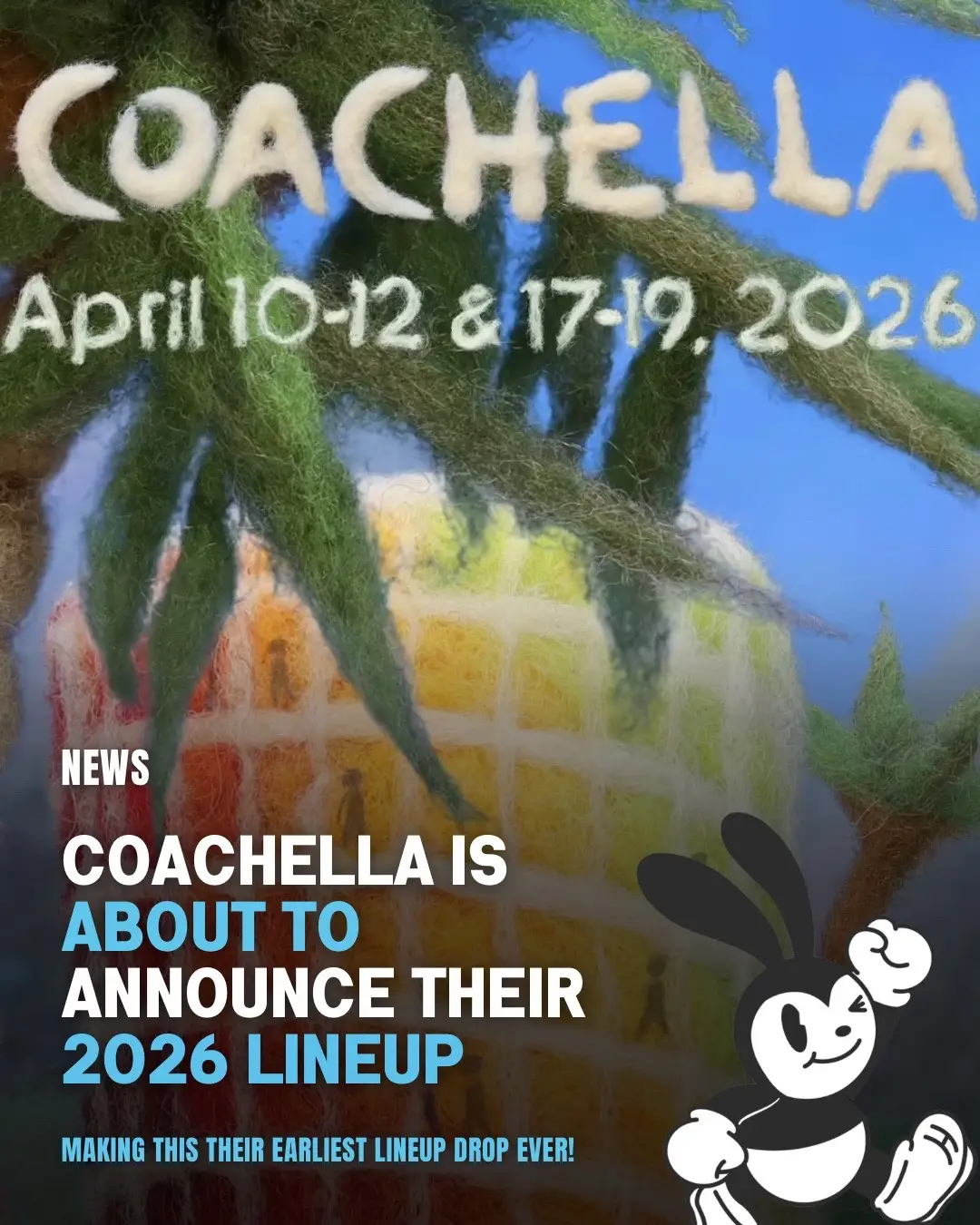 It looks like Coachella is getting ready to drop their 2026 lineup! 🚨 In addition to articles in recent days by both Hits Daily Double and Rolling Stone confirming Sabrina Carpenter and Karol G as headliners. We have gotten word that Coachella could be dropping their lineup this month 👀🐰  Who are you hoping to see on the lineup? Let us know Mock lineup creds (Slides 2-4, from r/Coachella): 2. u/BiohazardABZ 3. u/Alvin3792 4. u/New-Attitude5040