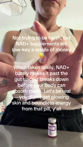 NAD+ supplements don’t live up to the hype. Save your $$ for anti-aging products that actually deliver results! #nadsupplement #antiagingtips #wellnesstips #wellnesstok