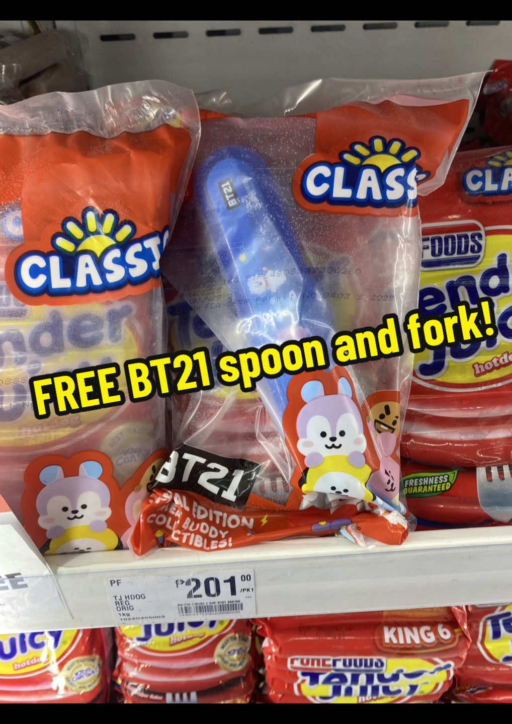 Purefoods hotdogs with FREE BT21 spoon and fork! #purefoods #bt21 #freebie #freebies #philippines