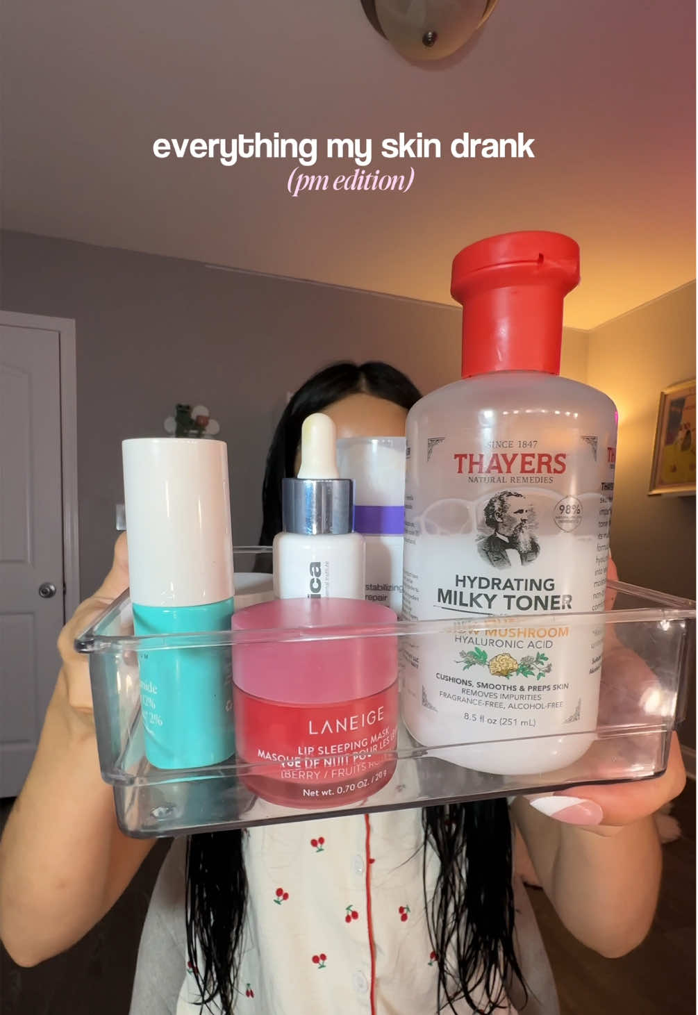 everything my skin drank PM edition 🧴🫧🌙 #pmskincare #skincareroutine #nightroutine #pmskincare #dryskin #everythingmyskindrank #fyp @dermalogica @laneige_us  @Thayers @Naturium @Kiehl's Since 1851 