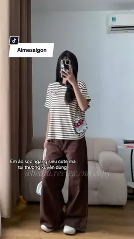 Bà nào theo style đơn giản, dưỡng thê thì múc em áo này nha #aimesaigon #TikTokFashion #xuhuong #fyp #aothun 