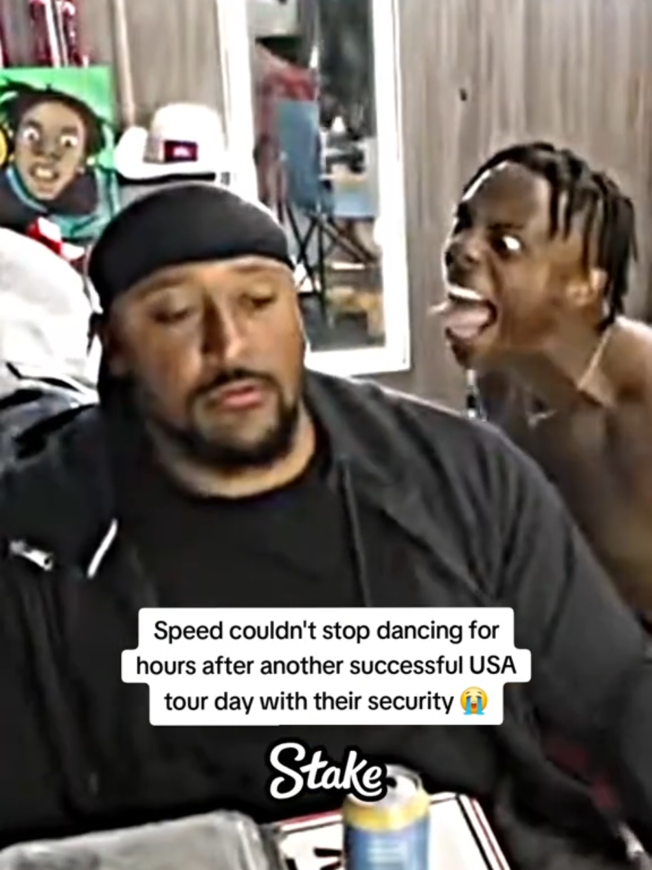 Speed couldn't stop dancing for hours after another successful USA tour day with their security 😭 #ishowspeed #fyp 