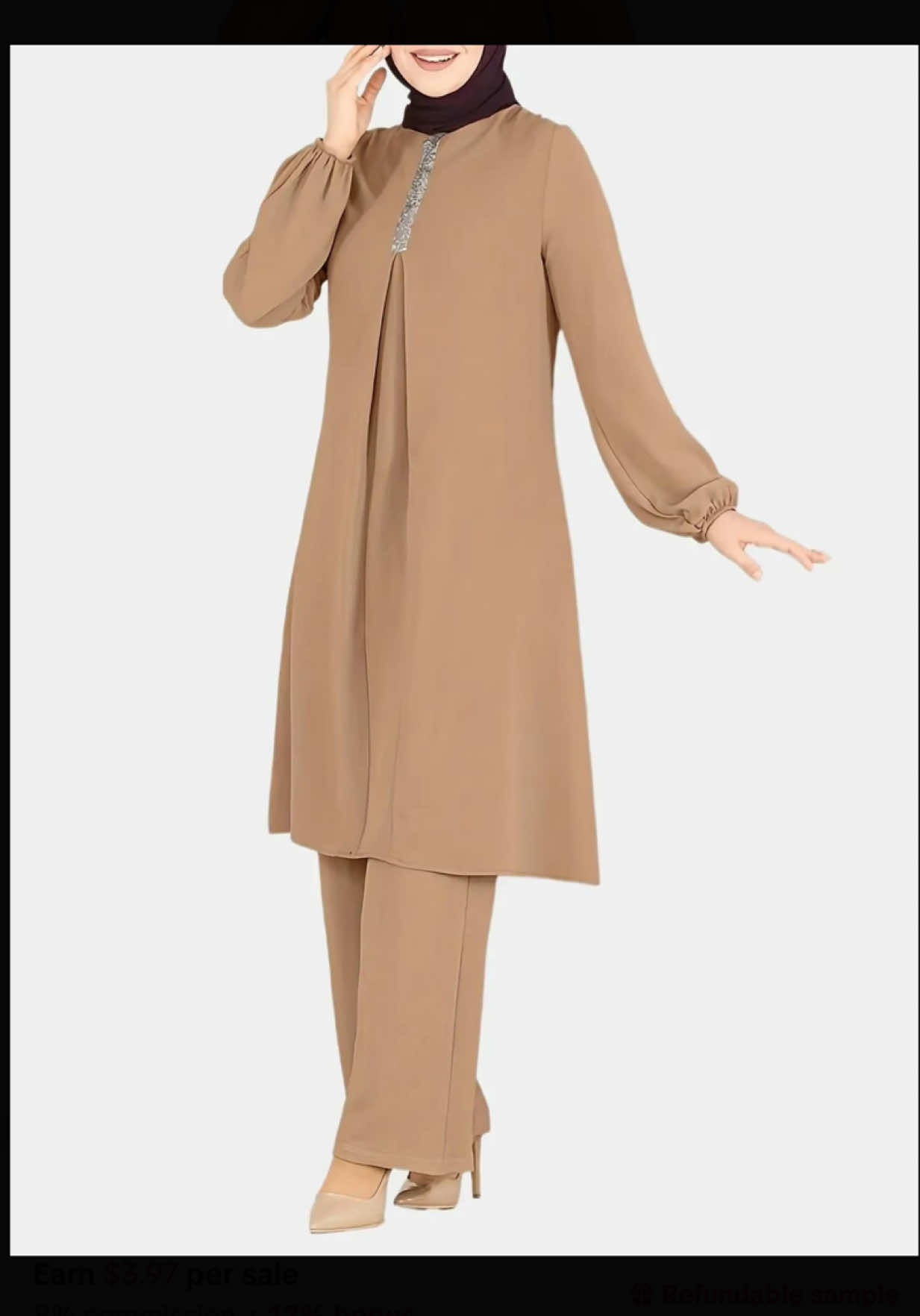 It is soooo comfy and looks very elegant ☺️love it. Also, on A huge Sale right now #hijabifashion #modestoutfits #falloutfits #womenswear #tiktokshoprestock 