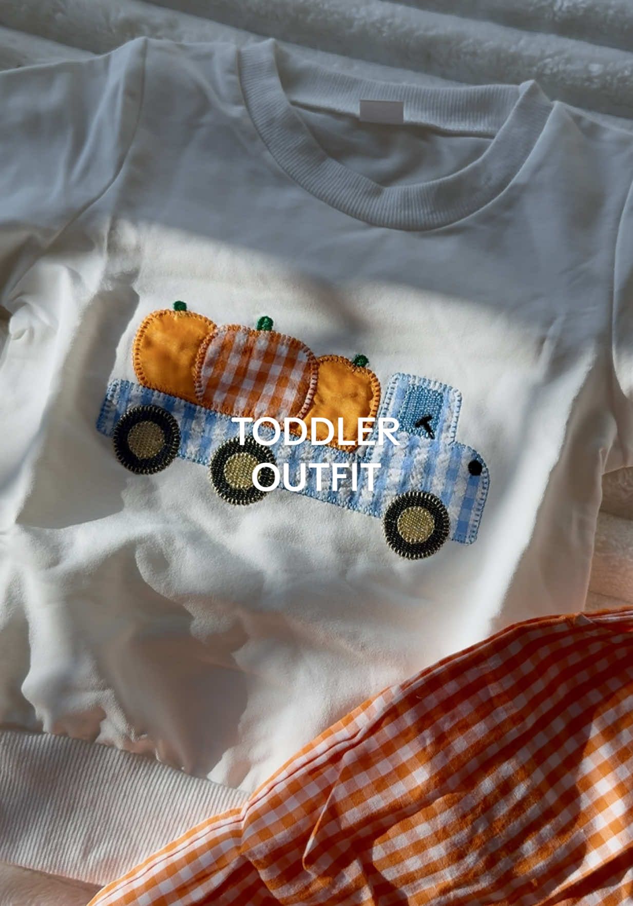 The sweetest little fall set for your toddler 🧡🍂 comes with the cutest embroidered pumpkin truck top + comfy plaid pants 🎃 Perfect for pumpkin patch photos, Halloween activities, or just cozy fall days. Free shipping + easy returns! #toddlerfalloutfit #cutekidsfashion #fallvibes #halloweenstyle #tiktokshopfinds