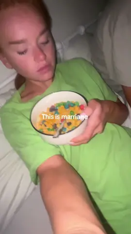 Eating cereal in bed together at 12am 🤝🤝🤝