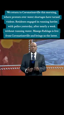 We return to Coronationville this morning, where protests over water shortages have turned violent. Residents engaged in running battles with police yesterday, after nearly a week without running water. Masego Rahlaga is live from Coronationville and brings us the latest. Stay tuned to #breakingnews #news #southafrica #tiktok 