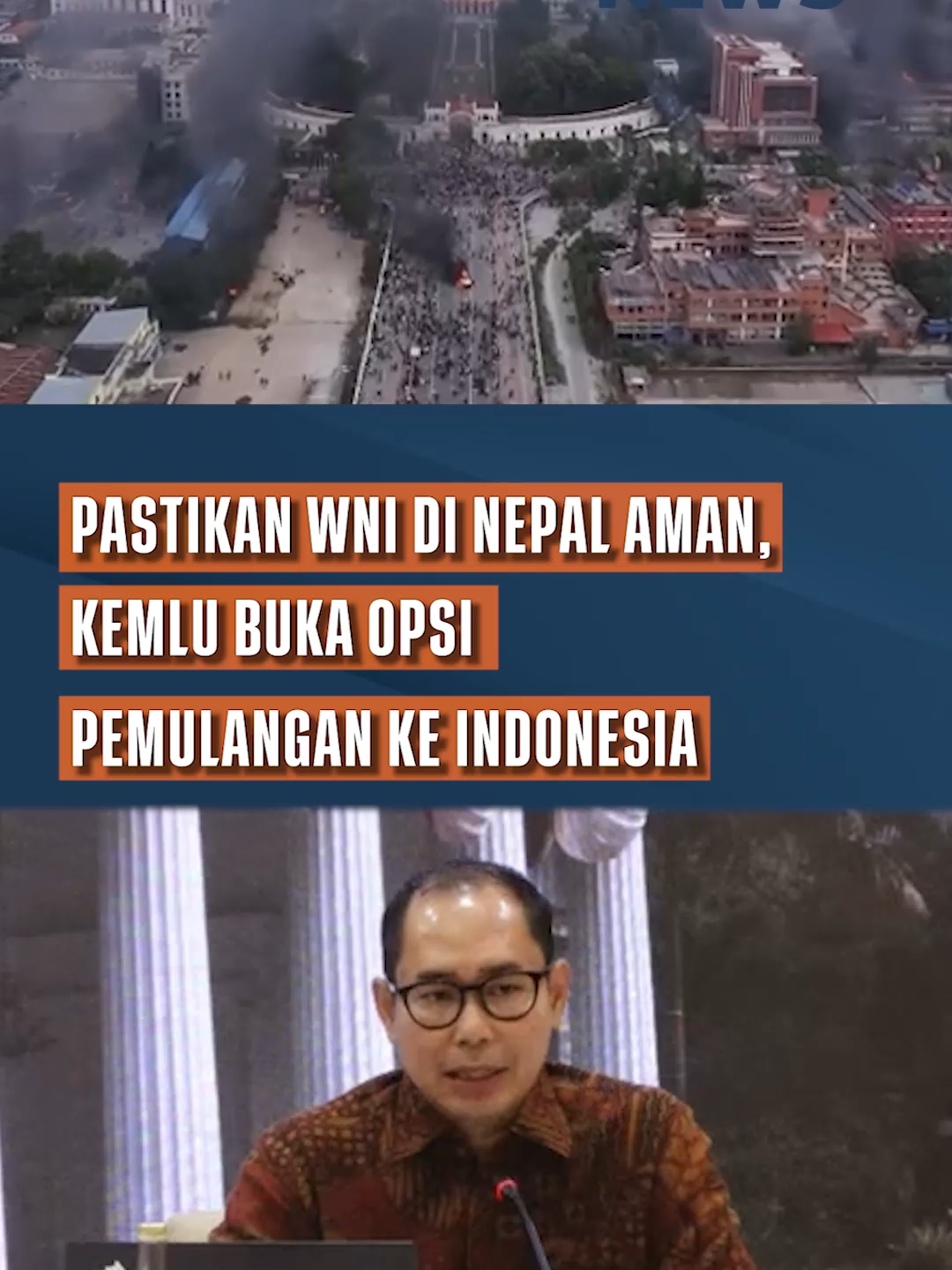 Kementerian Luar Negeri RI memastikan bahwa seluruh WNI di Nepal dalam keadaan aman, menyusul situasi yang sempat menegang di negara tersebut. Berdasarkan data Kemlu, terdapat 57 WNI di Nepal, termasuk 43 orang yang merupakan delegasi acara. Direktur Perlindungan WNI, Judha Nugraha, menyampaikan bahwa tidak ada WNI yang menjadi korban, dan opsi pemulangan telah disiapkan seiring dibukanya kembali Bandara Internasional Tribhuvan. Kemlu juga mengimbau WNI untuk tetap waspada, menunda aktivitas di luar rumah, serta menghindari lokasi rawan seperti area demonstrasi, sambil terus memantau perkembangan di lapangan. Pro TV - Televisi Digital Berjaringan  Pro TV (@protv_id) bagian dari ekosistem Promedia Teknologi Indonesia (@promediateknologi)  -  SUBSCRIBE OFFICIAL CHANNEL YOUTUBE :  @protv_official | PROMEDIA TV  www.protv.id #nepal #nepaltiktok #wni #kemlu #demonepal #viral #fyp #berita