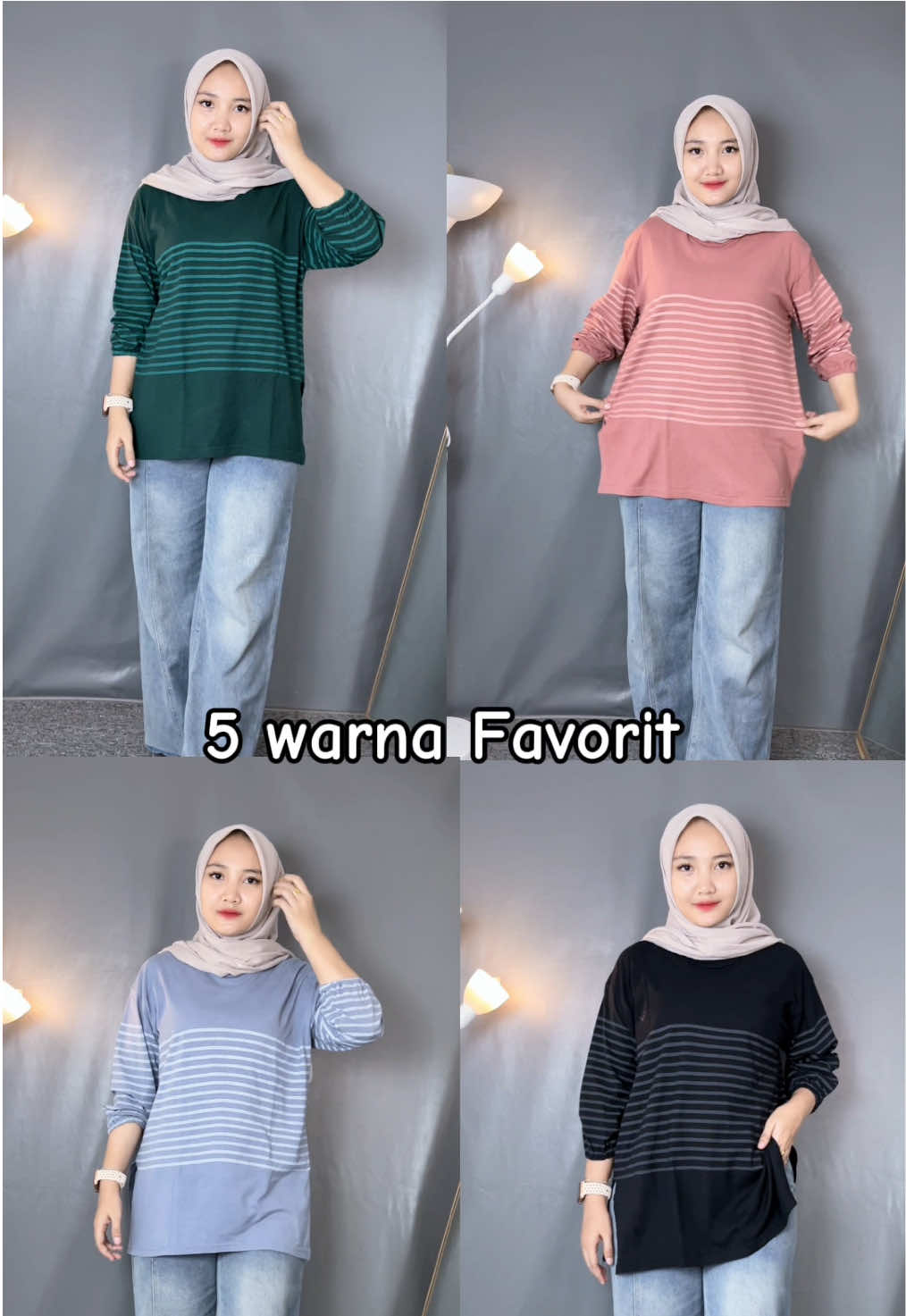 5 warna favorit sampe ngoleksi banyak warna🥰🥰 enak bgt dipake daily #blousesalur #blousewanita #atasankaos #kaosterbaru #kaosstripe 