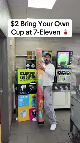I post 🔥 food deals. Follow for more! 7-Eleven has $2 bring your own Slurpee cup on Sept 13 🥤#7eleven #fastfood #slurpee