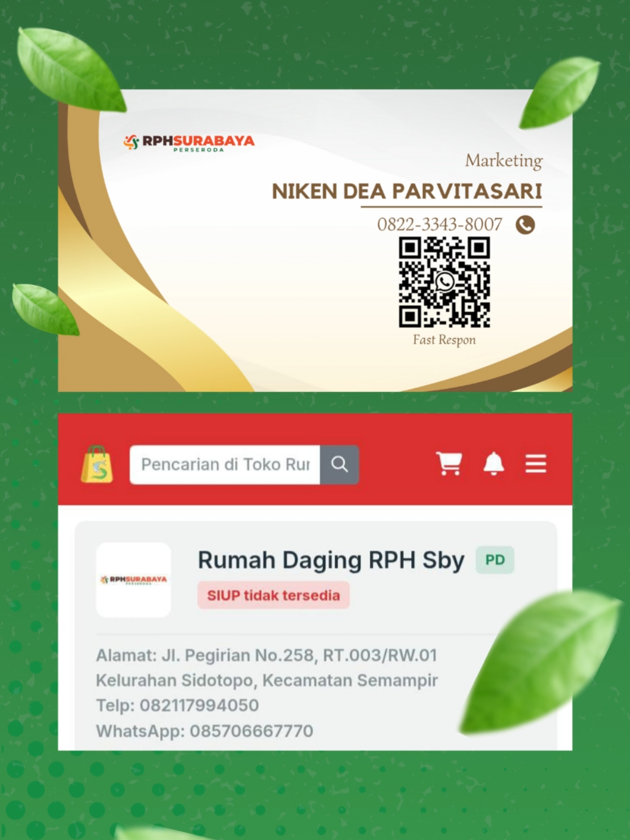 Halo bolo-bolo RPH Surabaya,  Udah tahu belum, Diaplikasi Epeken , bolo - bolo RPH bisa lihat Video ini sebagai Informasi nomer Matketing RPH Surya Mart