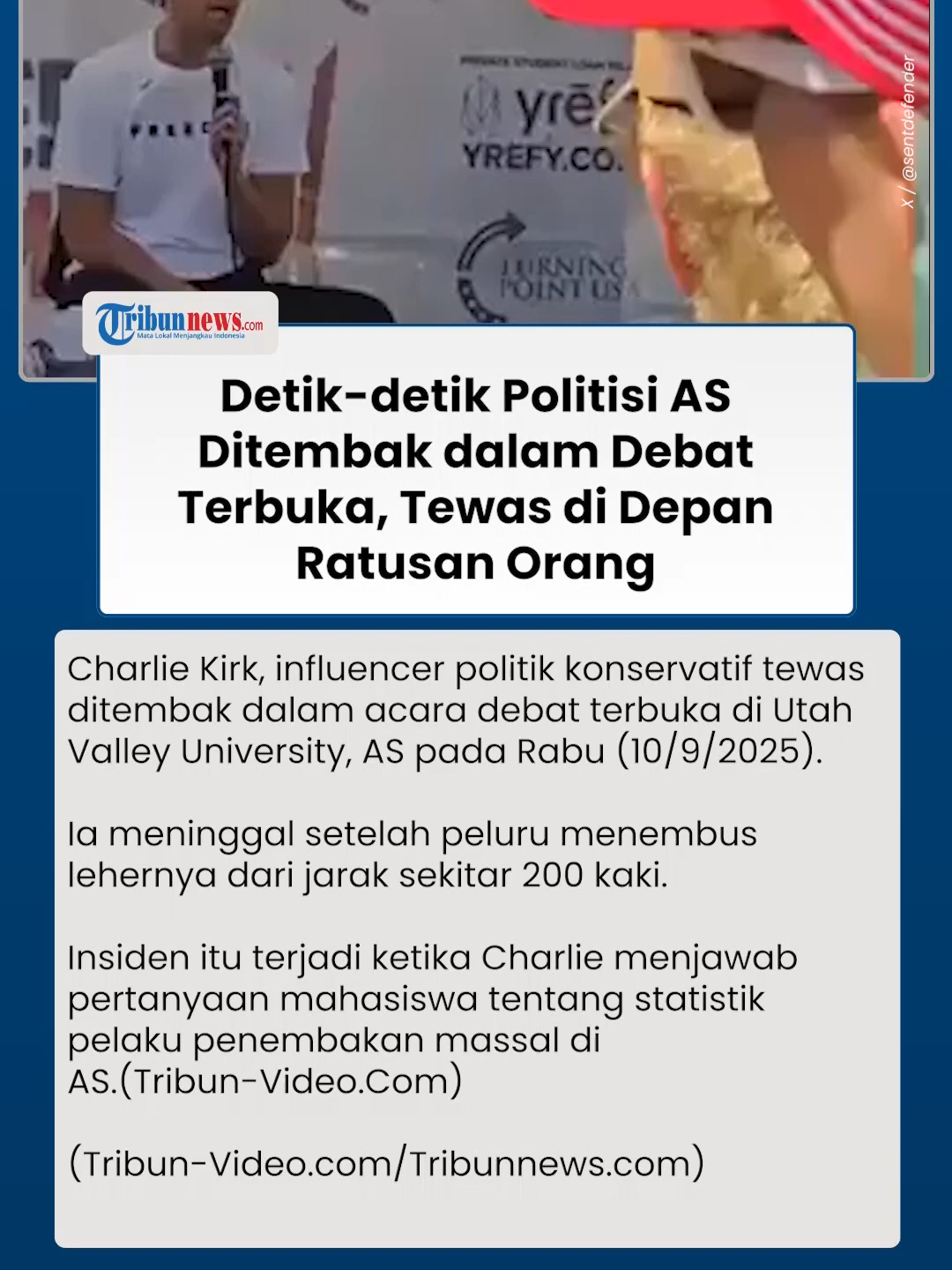 Detik-detik Influencer Pro-Trump Ditembak di Leher saat Debat, Tewas di Hadapan Ratusan Orang #influencer #tewas #ditembak #beritaterkini #tiktokberita