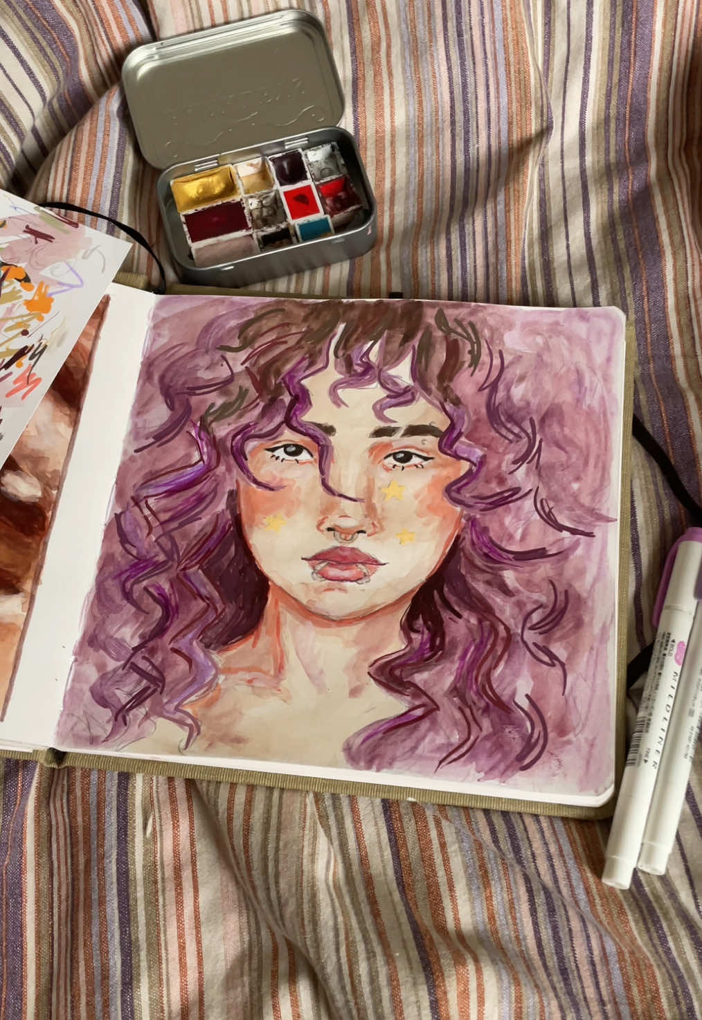 Watercolor portrait of @🧱🆙 I just had to draw You🤭 #watercolor #watercolorpainting #portrait #portraitdrawing #sketchbook 