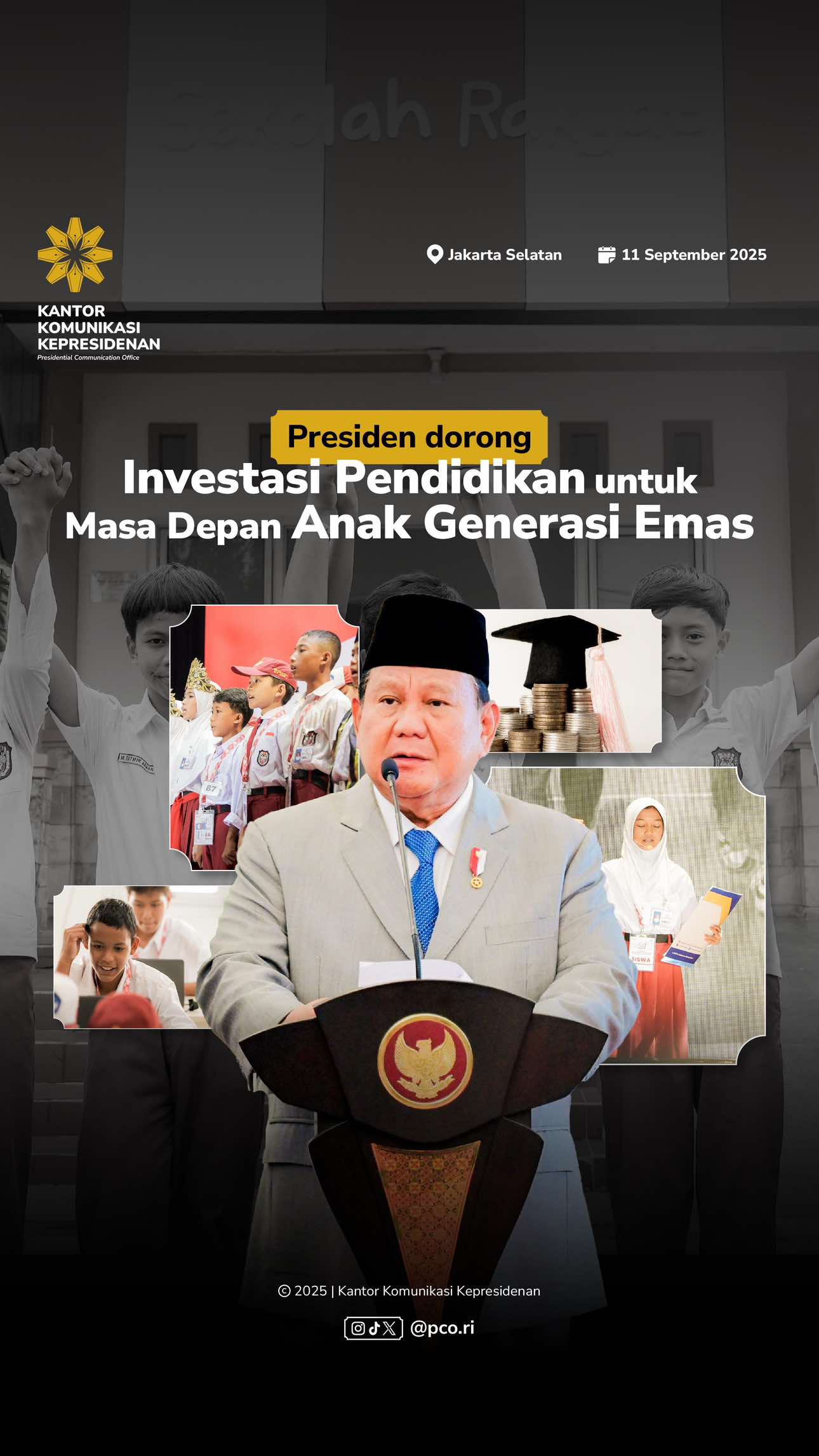 Presiden Prabowo Subianto all out berinvestasi di dunia pendidikan lewat Sekolah Rakyat, yang merupakan bagian dari Program Hasil Terbaik Cepat (PHTC). Sekolah ini menghadirkan pendidikan gratis berkualitas untuk anak-anak dari keluarga kurang mampu, yang kedepannya akan diperluas hingga kelas menengah. Pemerintah menargetkan 165 Sekolah Rakyat segera beroperasi tahun ini, dan akan membuka 500 sekolah di seluruh Indonesia. Ini bukti nyata komitmen Presiden Prabowo menghadirkan pendidikan yang adil dan merata bagi Anak Generasi Emas. #KantorKomunikasiKepresidenan