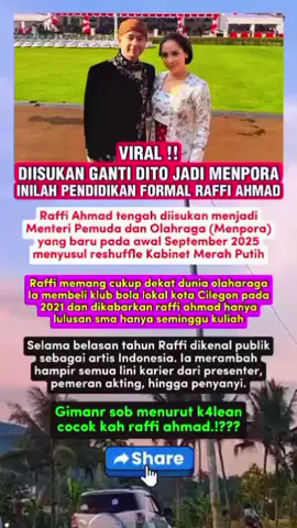 Raffi Ahmad dikabarkan ganti Dito Menpora #ditoariotedjo #menpora #raffiahmad #kabinetmerahputih