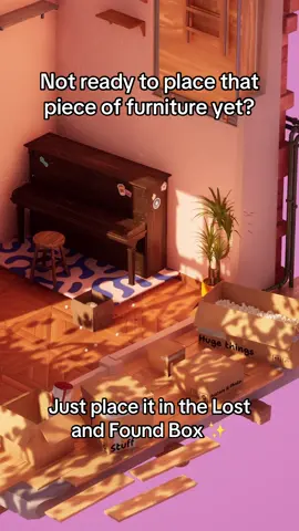 Not sure what to do with that one piece of furniture? Save it for later with the Lost and Found Box! ✨ #cozygaming #cozygames #wholesomegames #indiegame #gamedev 