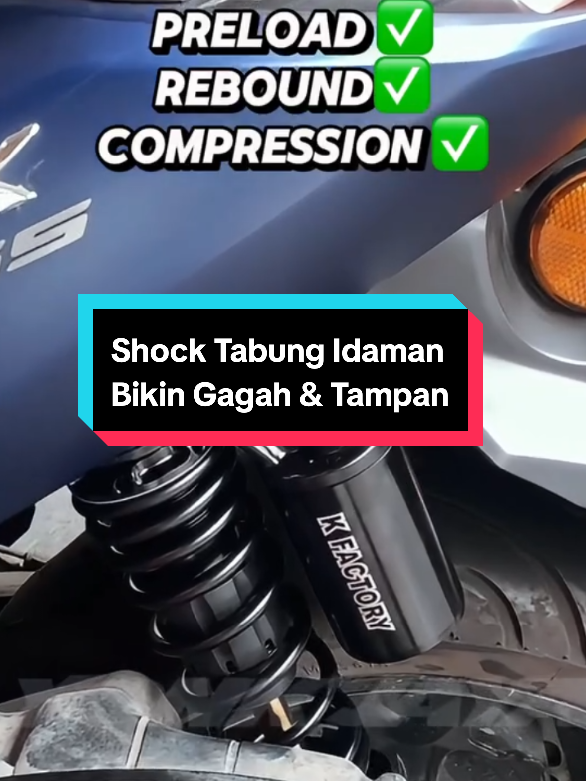 Twin Shock Tabung Atas K'Factory CR PRO 310MM Yamaha Nmax #suspension #shockbreaker #shocktabung #shockbelakang #nmaxmodifikasi 