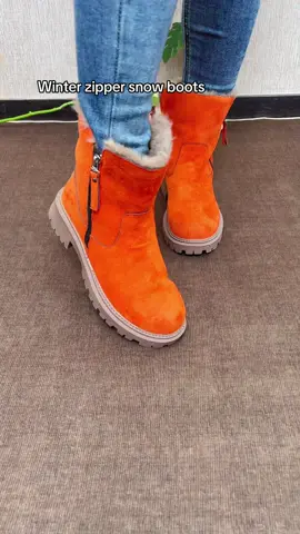 Winter zipper snow boots!!💚🧡#viralboots #womenboots #bootsforwomen #comfyboots #tiktokmademebuyit #spotlightfinds #boots #cuteboots #fashionboots #plushboots #falloutfitinspo #tiktokshopcreatorpicks #winterfashion #wintershoes #winterboots #walkingboots #snowboots 