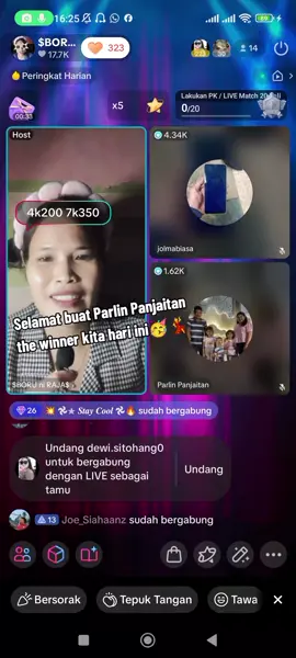 Selamat buat ito Parlin Panjaitan the winner kita hari ini🥳🥳💃,yg masih gagal di coba lagi iya hasian😇💪 Semangat dan Trimakasih sudah support room ku hasian🙏😇 Tuhan memberkati kita semua😇 #betel #fypシ゚ #produkbatak #borubatak #pemenang 
