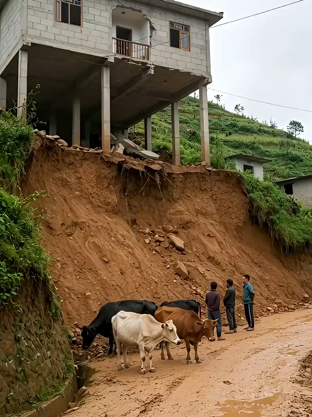 Running for their life from a sudden landslide🚨 - landslide disaster.