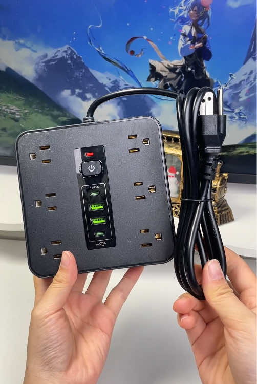 I was tired of running out of outlets at home then I found this surge protector with six on top thre 