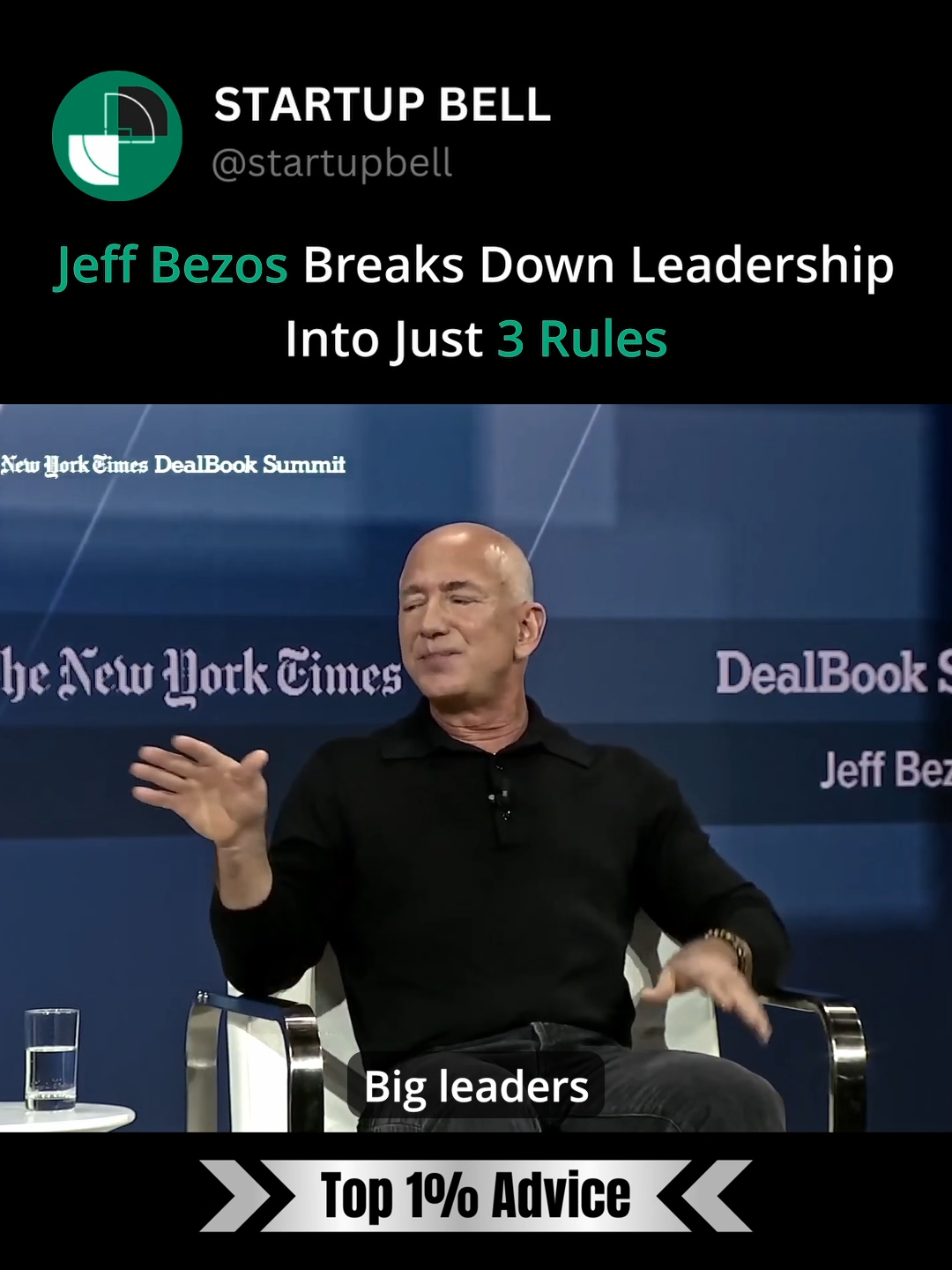 Jeff Bezos explains that the role of a great leader comes down to just a few essentials: spotting the big ideas, ensuring disciplined execution around them, and nurturing the next generation of leaders. For him, true leadership isn’t about doing everything, but about focusing on these core responsibilities that shape a company’s long-term success. Subtitles by @scriptivox —- Curating wisdom from world's best founders and showing the top 1% of startup advice, handpicked for you. Follow for more. #startupbell #startup #business #founder #entrepreneurship #entrepreneur