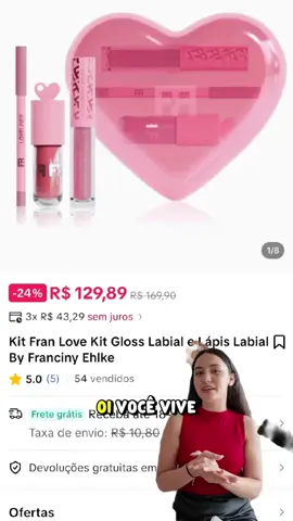 💖 Kit Fran Love Gloss & Lápis Labial by Franciny Ehlke 💄✨ O combo perfeito pra realçar sua beleza com muito estilo! Aproveite! #makeup #beleza #achadinhos #tiktokshopchegou 