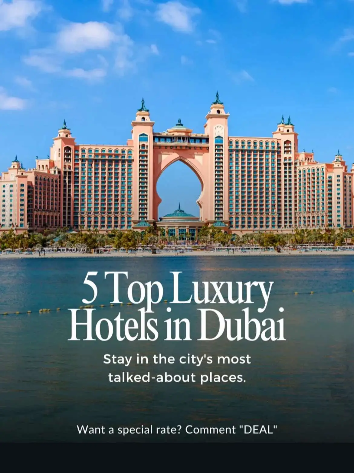 Dubai isn’t just a city—it’s the ultimate playground of luxury 🌴✨. From record-breaking architecture to crystal-clear beaches and five-star hospitality, Dubai takes “dream holiday” to a whole new level. If you’re planning your next trip, here are the Top 5 Luxury Hotels in Dubai you need to know about: 1️⃣ Atlantis The Royal The newest icon of Dubai and arguably the most talked-about hotel in the world 🌍. Famous for its sky-high infinity pool, celebrity-chef restaurants, and suites with private infinity pools. A stay here feels like living inside a movie. 2️⃣ Atlantis The Palm An absolute Dubai classic and one of the most photographed hotels globally 📸. With its iconic pink arches, Aquaventure Waterpark access, and the Lost Chambers Aquarium, this resort is perfect for families and luxury seekers alike. 3️⃣ Marsa Al Arab Sitting beside the legendary Burj Al Arab, this ultra-luxurious resort offers stunning views, private beaches, and next-level exclusivity. It’s not just a hotel stay—it’s pure Arabian elegance blended with modern comfort. 4️⃣ FIVE Palm Jumeirah Dubai This is where glamour meets the party scene 🎶🍹. Known for its lively beach clubs, rooftop pool parties, and breathtaking design. Perfect if you love luxury with an energetic vibe. 5️⃣ FIVE Luxe JBR The newest jewel of the FIVE brand, set right on Jumeirah Beach Residence. Expect stylish suites, beachfront luxury, and Dubai’s trendiest nightlife—literally step out of your room and onto the sand. 💎 Whether you’re traveling for relaxation, adventure, or pure indulgence, these five hotels set the standard for what luxury travel means in Dubai. Each one brings its own unique flavor—from family-friendly wonders to the bold and glamorous party scene. If you’re booking soon, always compare rates—you’ll be surprised how much you can save with the right agent 😉. @VisitDubai @Atlantis Dubai  #DubaiHotels #LuxuryDubai #AtlantisTheRoyal #AtlantisThePalm #MarsaAlArab #FivePalm #FiveLuxeJBR #LuxuryTravel #DubaiVacation #DubaiLuxuryHotels #BestHotelRates