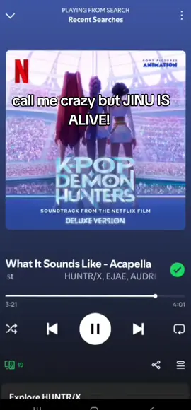 you can hear him, I turned the volume all the way up and I know it's him...maybe singing from her sword? 👀 #kpopdemonhunters #kpopdemonhunters #netflix #jinukpopdemonhunters #fyp 
