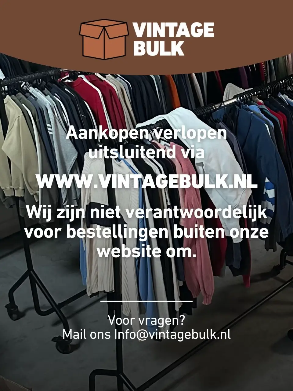 Alleen bestellingen via www.vintagebulk.nl zijn geldig ✅ Wij zijn niet verantwoordelijk voor aankopen buiten onze website. Blijf veilig, koop slim, koop bij Vintagebulk. #wholesale #scammers #vinted #vintagewholesale #reseller 