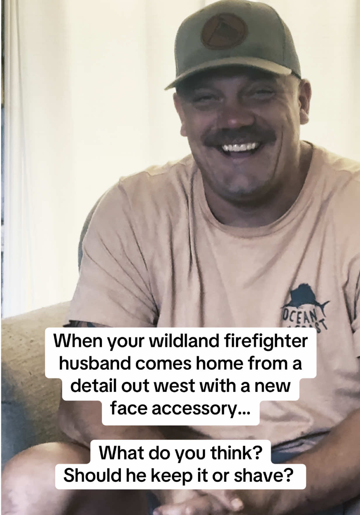 Mustache or no?  #wildlandfire #hubby #mustache #wildlandfirefighter #firefighter 