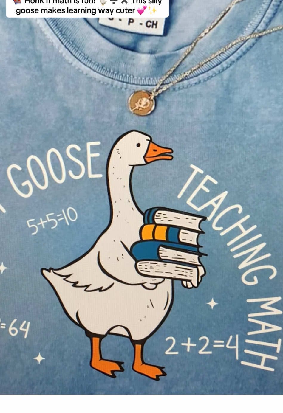 Who knew math could be this cute?🪿✨This silly goose is out of hear teaching and making it fashion 💙 perfect for every teacher who loves a little humor in the classroom (and a lot of comfort in their closet) 📚 #teacherlife #mathteacher #sillygoose #backtoschool #teachersoftiktok 