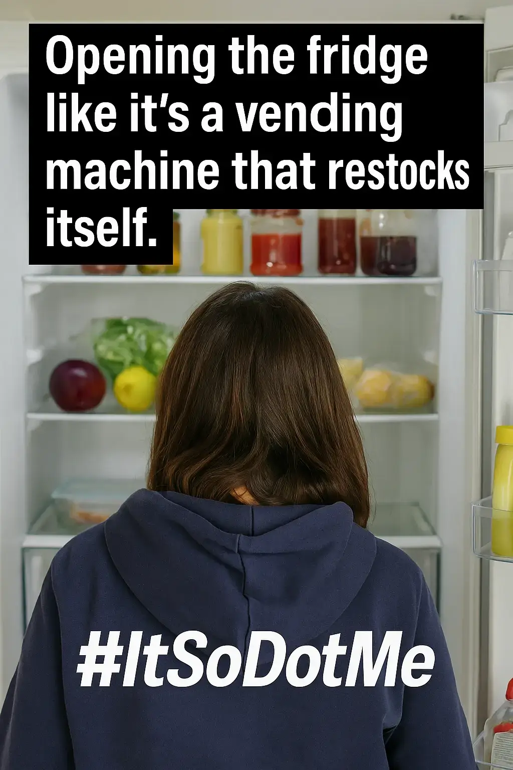 Ever stand in front of the fridge like it’s supposed to magically restock itself? Yeah… same. That moment is what the #ItSoDotMe movement is all about — the real, funny, everyday slips we all know too well. Share yours, tag it, and join the vibe. #ItSoDotMe #ItSoDotMe, #Relatable, #FunnyMeme, , , , , , , , , , , , , , , , , , , , , , , , , , , 