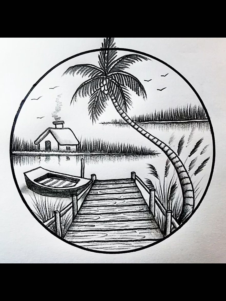 let's draw boat floating drawing scenery with pencil ✏️  . . . #draw #drawings #usatiktok🇺🇸 #drawingtutorial #drawingprocess 
