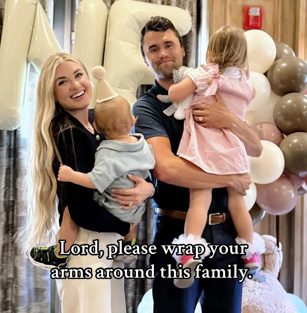 My heart is heavy. This wife will wake up without her husband. These babies will wake up without their daddy. This is not the world I want to raise my babies in.  #charliekirk #pray #heartbroken 